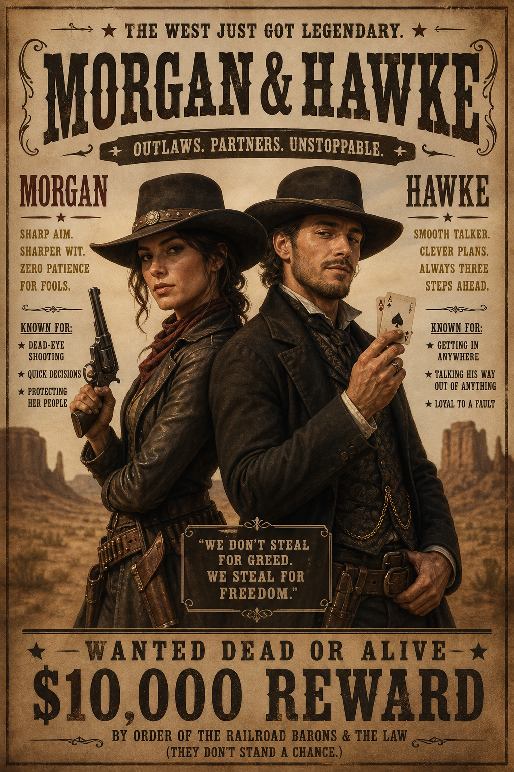 Custom Cowboy Couple Portrait — Wild West Canvas