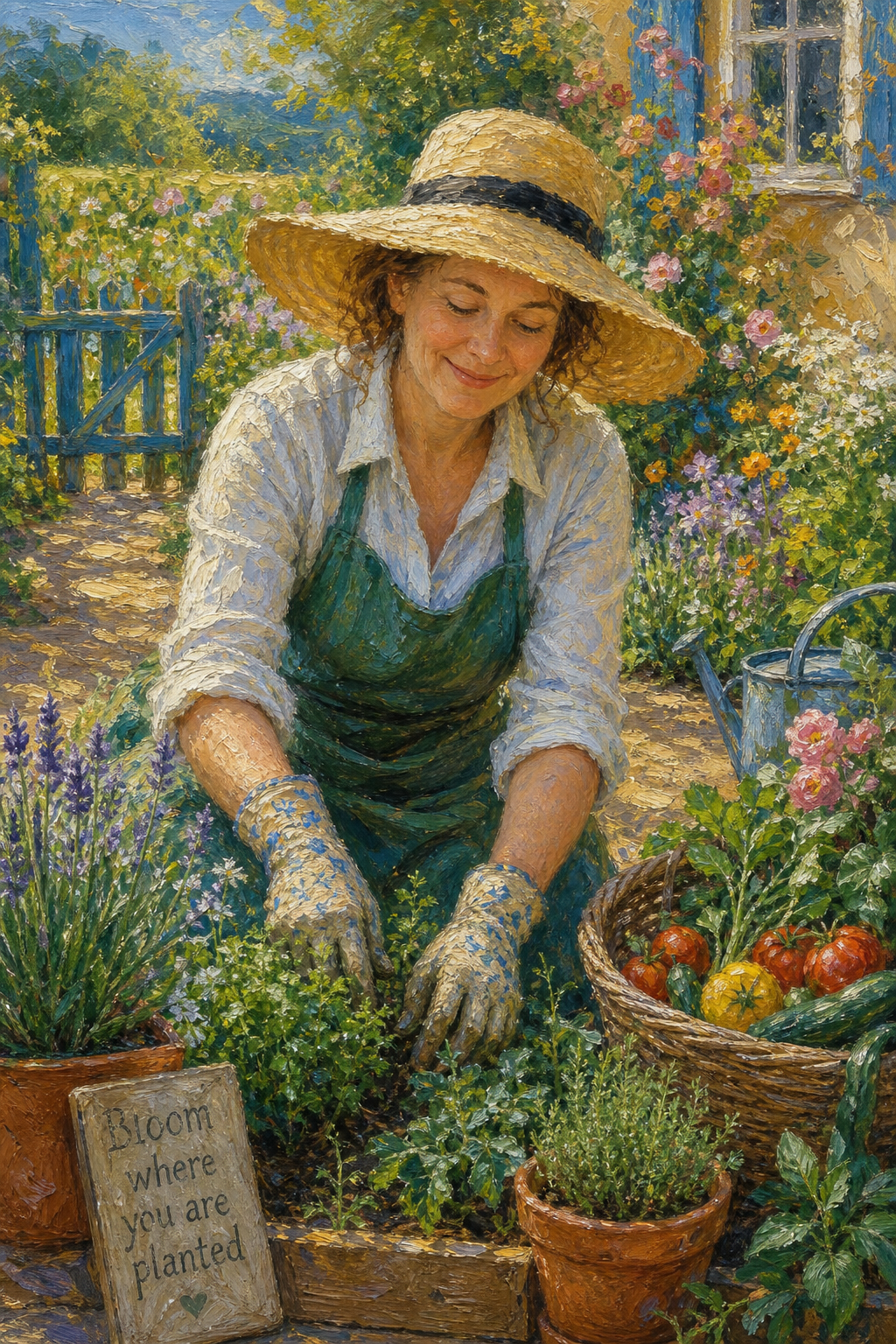 Custom Hobby Single Woman Portrait — Serene Gardener from Photo