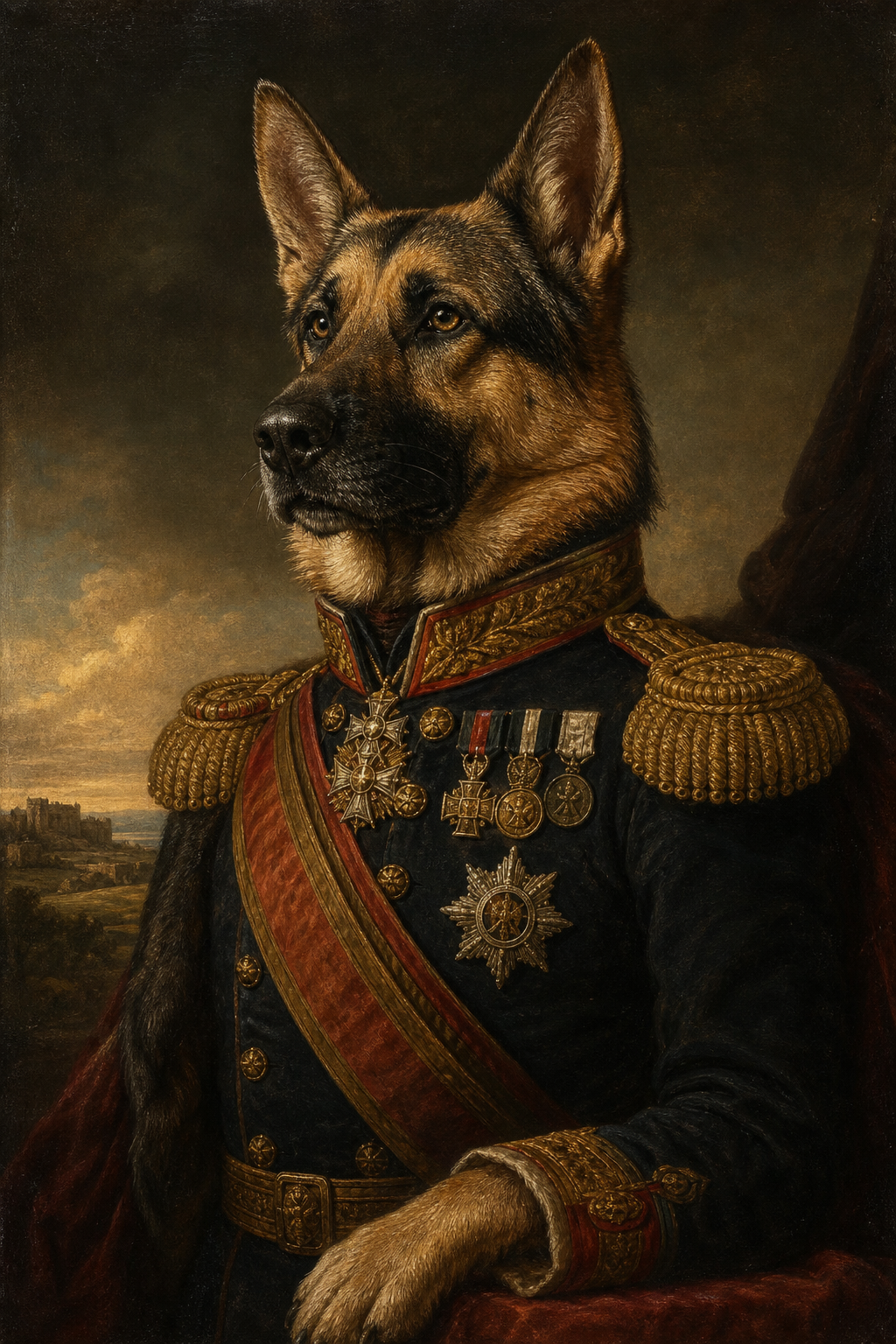 Custom Military Dog Portrait — Regal Pet Canvas from Photo