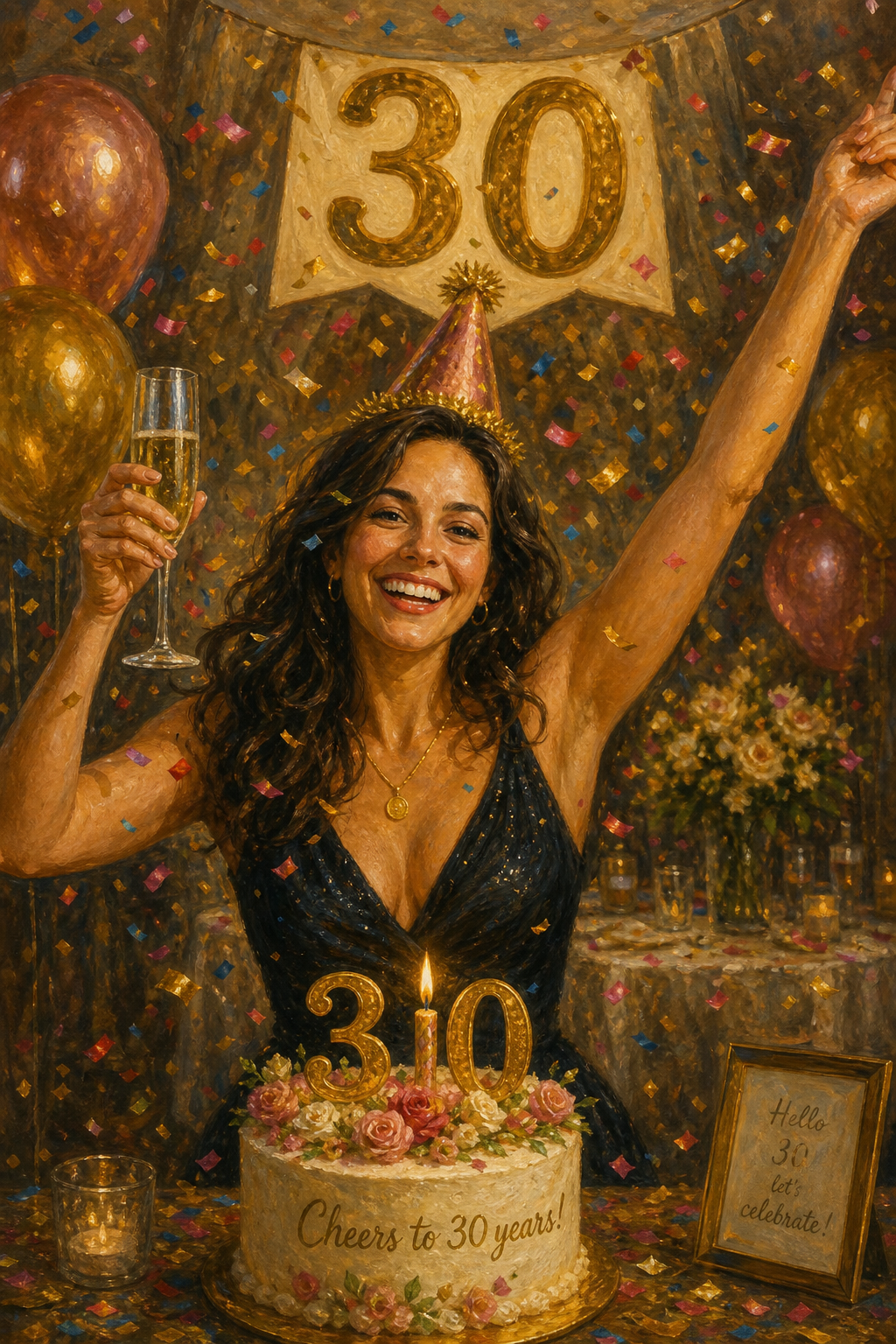 Custom Birthday Single Woman Portrait — Festive AI Art from Photo