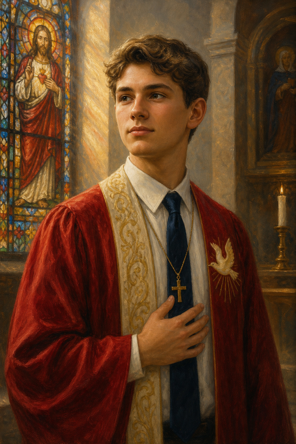 Custom Religious Single-Man Portrait — Serene Faith Canvas for Her